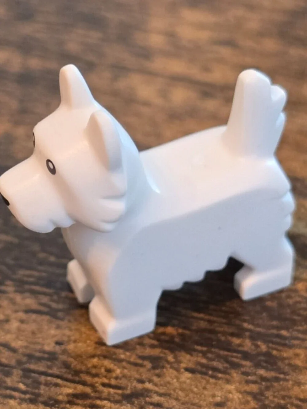 LEGO - Animal, Dog Terrier with Black Eyes and Nose and Pink Tongue - White